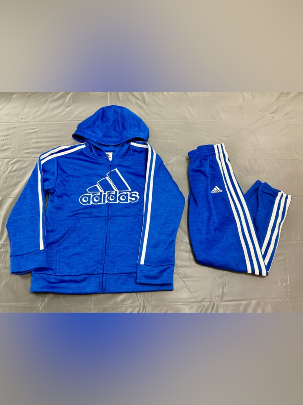 adidas Royal Blue Hoodie & Jogger Set with White Stripes